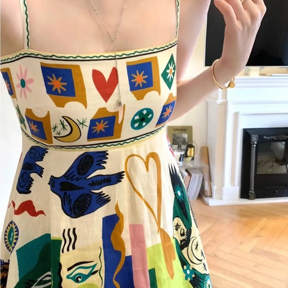 (last 1) 24hr SALE💗Ete Ensoleillé boho french print summer midi dress resort - Picture 5 of 9